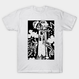 The Tower - A Geometric Tarot Print T-Shirt